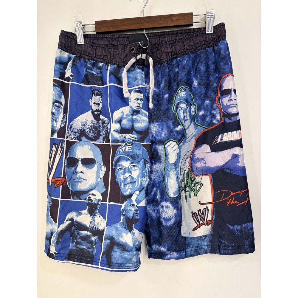 WWE Superstars Swim Trunks Boys XL 14/16 John Cena The Rock Randy Orton 2013